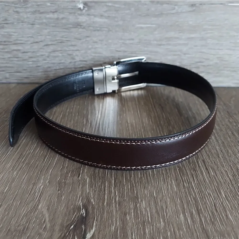 Nautica Kid's Reversible Belt Black Brown Silver Buckle Double Stitch 22
